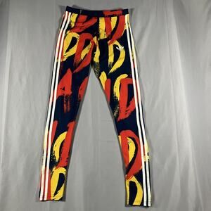Adidas Originals Leggings Womens XS Navy Red Yellow 3-Stripes Trefoil AB2647
